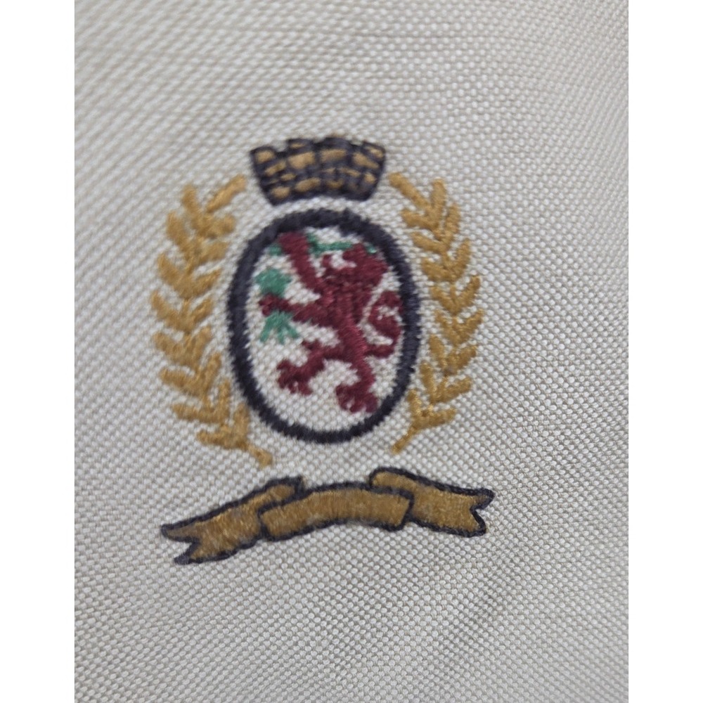 Tommy Hilfiger Men's 17 34/35 Khaki Dress Shirt Crest Logo Long Sleeve Retro Y2K